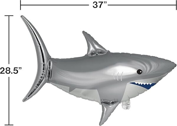 Sharks Splash Birthday Balloon 37" - 1 Count (Party Supplies) {Creative Converting} - Image 3