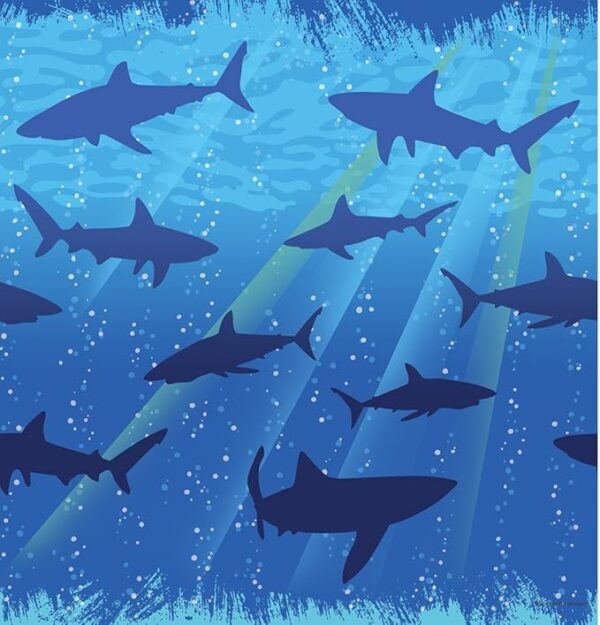 Sharks Splash Plastic Table Covering 54" x 108" - 1 Count (Party Supplies) {Creative Converting}