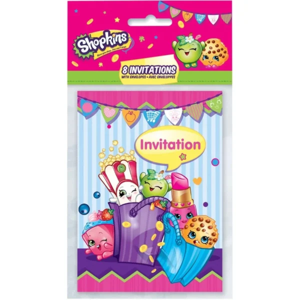 Shopkins Birthday Invitations - 8 Count (Party Supplies)