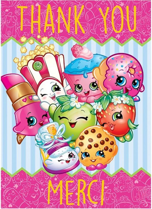 Shopkins Thank You Note Cards 5" x 4" - 8 Count (Party Supplies, Party Favors) - Image 3