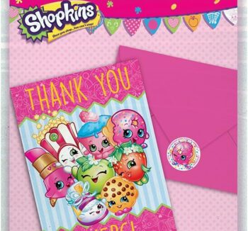 Shopkins Thank You Note Cards 5" x 4" - 8 Count (Party Supplies, Party Favors)