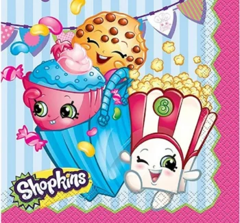 Shopkins 2-Ply Large Napkins 13" x 13" - 16 Count (Party Supplies)