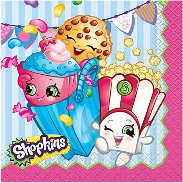 Shopkins 2-Ply Large Napkins 13" x 13" - 16 Count (Party Supplies)