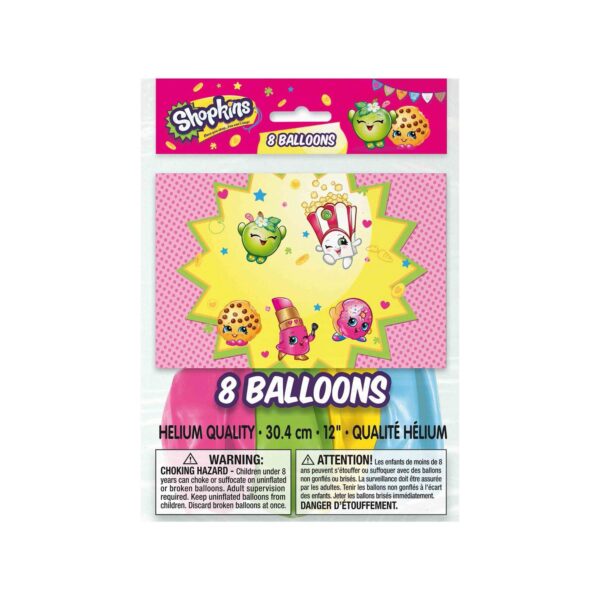 Shopkins 12" Latex Balloons Assorted Colors - 8 Count (Party Supplies)