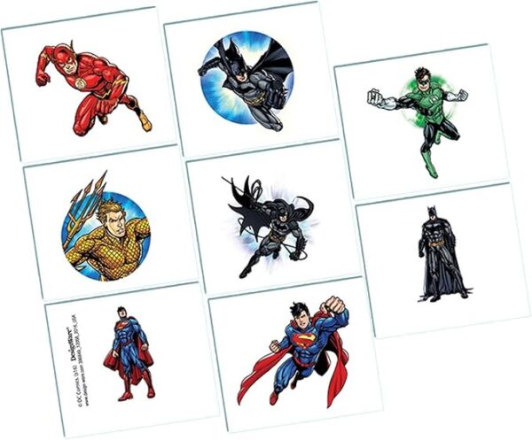 Justice League 8 Tattoo Squares - 8 Count (Party Favors) {DC}
