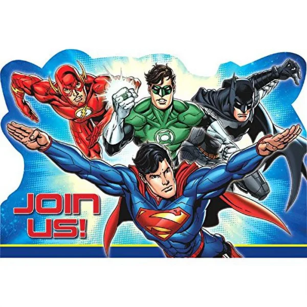 Justice League Party Invitations - 8 Count (Party Supplies) {DC} - Image 2