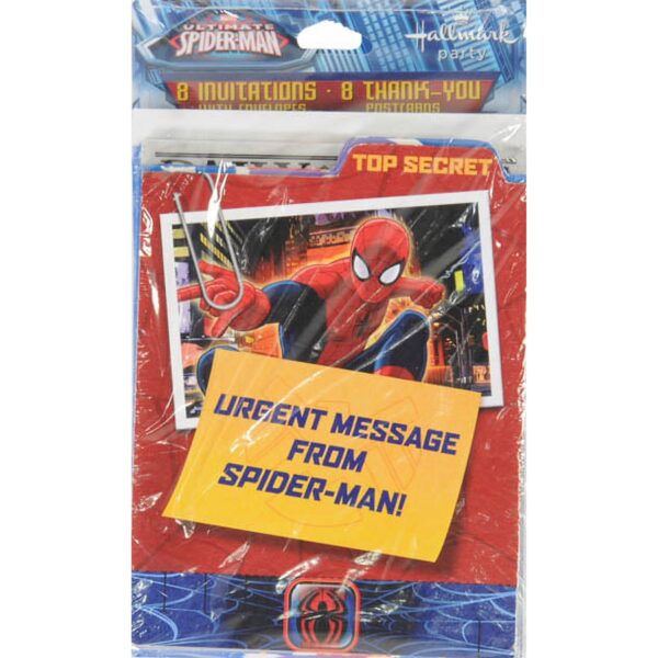Marvel Spiderman 8 Invitations and 8 Thank You Cards - 16 Count (Party Supplies) - Image 2