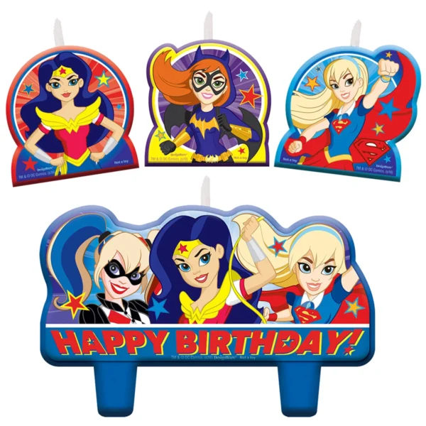 DC Super Hero Girls Party Candle Set - 4 Count (Party Supplies)