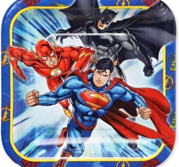 Justice League 'Heroes Unite' 7" Square Plate - 8 Count (Party Supplies) {DC}