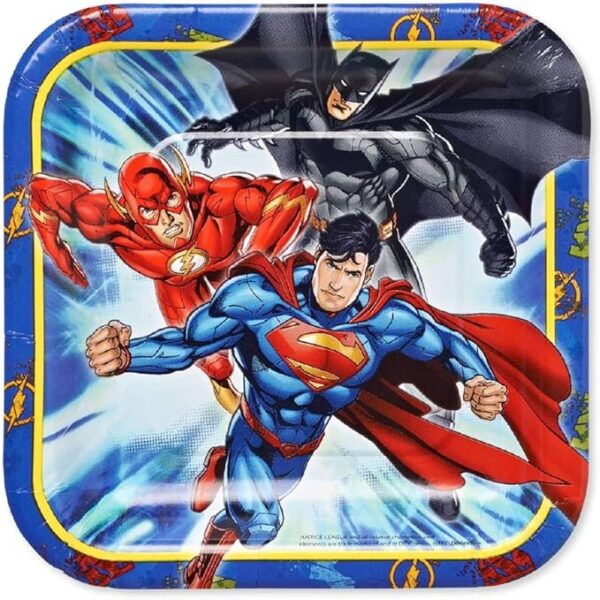 Justice League 'Heroes Unite' 7" Square Plate - 8 Count (Party Supplies) {DC}