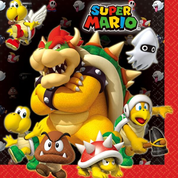 Super Mario Party Luncheon Napkins - 16 Count (Party Supplies)
