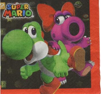 Super Mario Multicolored Beverage Napkins 5" x 5" - 16 Count (Party Supplies)