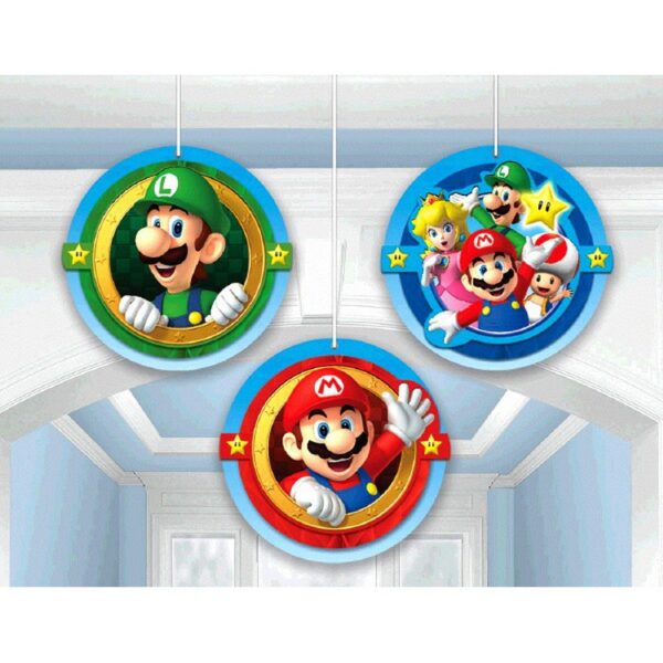 Super Mario Honeycomb Decorations - 3 Count (Party Supplies)