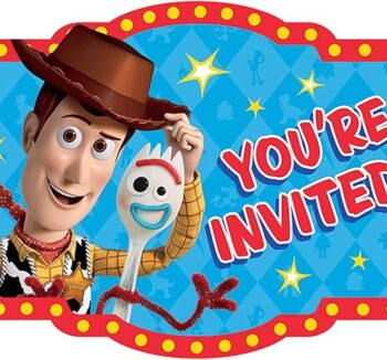 Toy Story 4 Postcard Paper Invitation, Multicolor - 8 Count (Party Supplies)