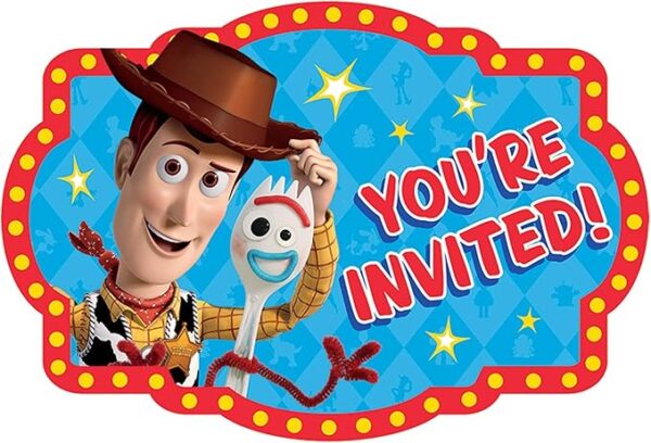 Toy Story 4 Postcard Paper Invitation, Multicolor - 8 Count (Party Supplies)
