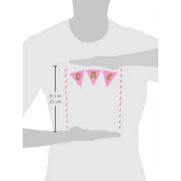 Pink 'One' Banner Cake Topper - 1 Piece Count (Party Supplies) (Baby Shower) {Creative Converting} - Image 3