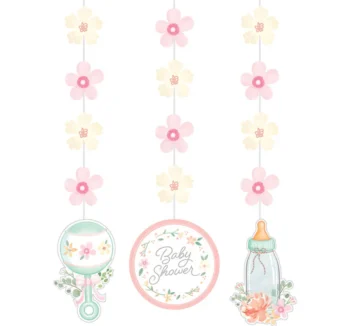 Farmhouse Floral Hanging Cutouts - 3 Piece Count (Party Supplies) (Baby Shower)