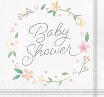 Farmhouse Floral Paper Napkins - 16 Piece Count (Party Supplies) (Baby Shower)