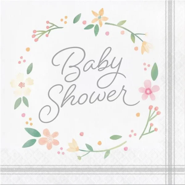 Farmhouse Floral Paper Napkins - 16 Piece Count (Party Supplies) (Baby Shower)