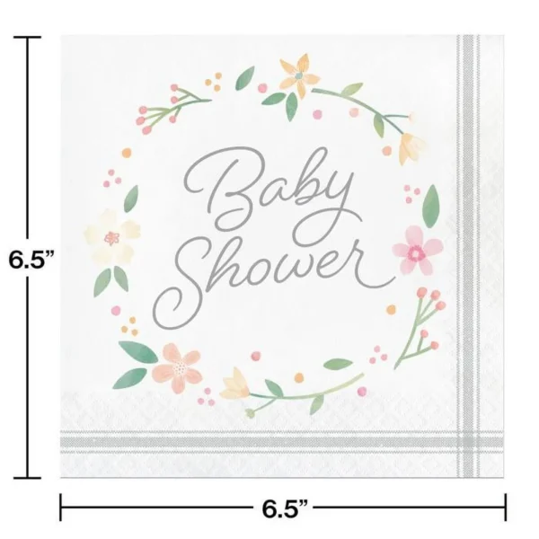 Farmhouse Floral Paper Napkins - 16 Piece Count (Party Supplies) (Baby Shower) - Image 3
