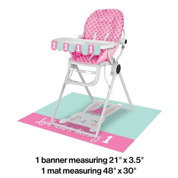 1st Birthday High Chair (Bunny Theme) - 2 Piece Count (Party Supplies) (Baby Shower) {Creative Converting} - Image 3