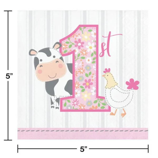 Farmhouse Floral Beverage Napkins - 16 Piece Count (Party Supplies) (Baby Shower) - Image 3