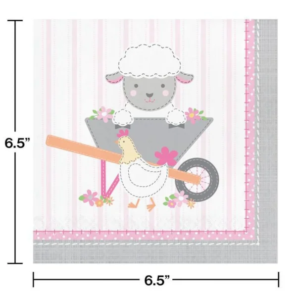 Farmhouse Floral Baby Lamb Luncheon Napkins - 16 Piece Count (Party Supplies) (Baby Shower) - Image 3