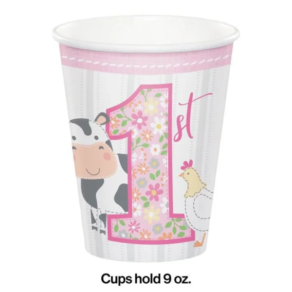 Farmhouse Floral Hot/Cold 9oz Paper Cups - 8 Piece Count (Party Supplies) - Image 3