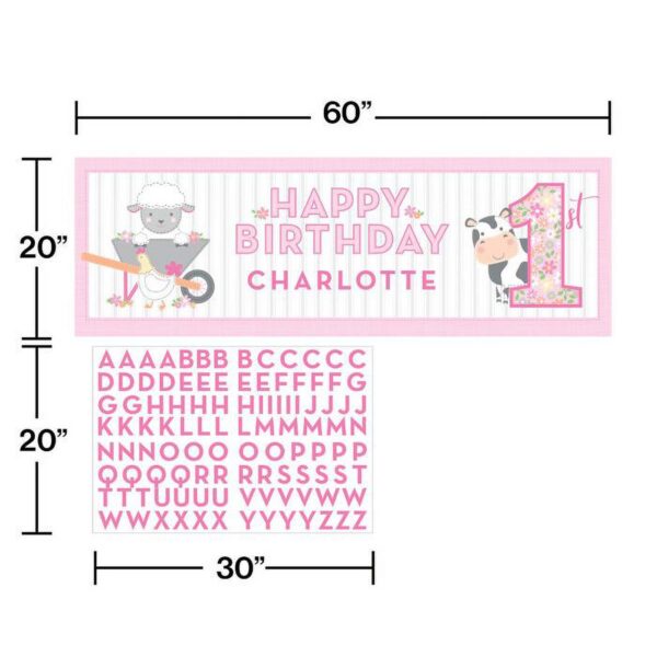 Farmhouse Floral 1st Birthday Giant Party Banner - 1 Piece Count (Party Supplies) - Image 3