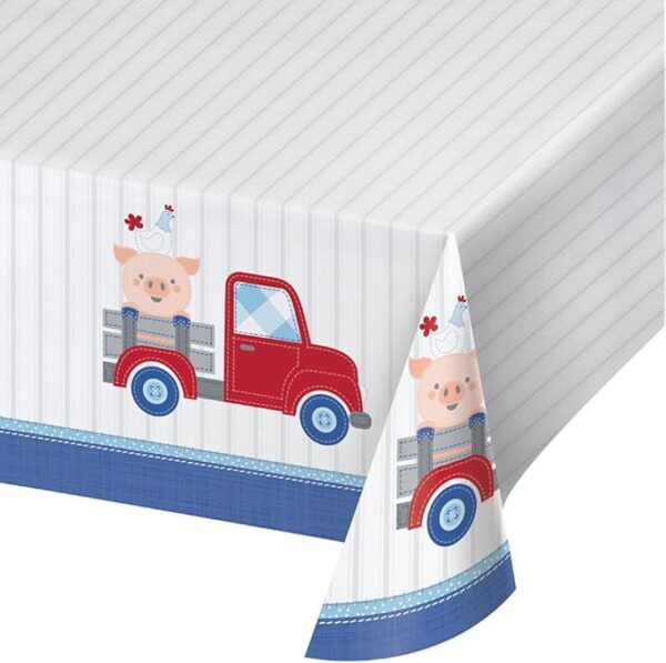 Farmhouse Birthday Boy 54" x 102" Plastic Table Cover - 1 Piece Count (Party Supplies)