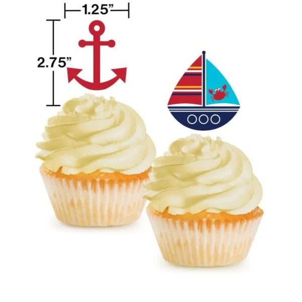 Ahoy Matey! Cupcake Toppers - 12 Piece Count (Party Supplies) - Image 3