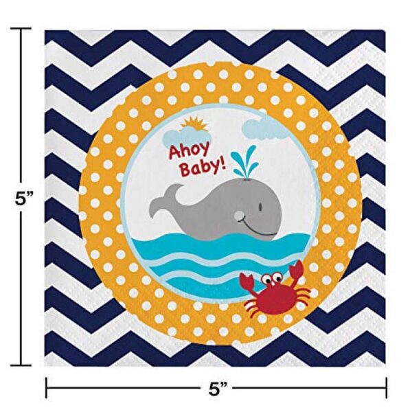 Ahoy Matey! Beverage Napkins - 16 Piece Count (Party Supplies) - Image 3