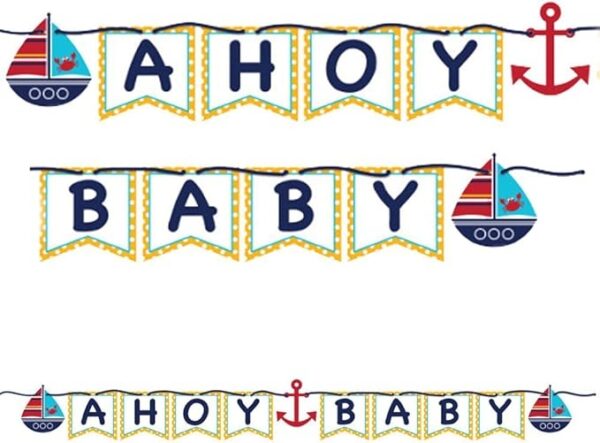 Ahoy Matey! Shaped Ribbon Banner - 1 Piece Count (Party Supplies)