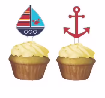 Ahoy Matey! Cupcake Toppers - 12 Piece Count (Party Supplies)