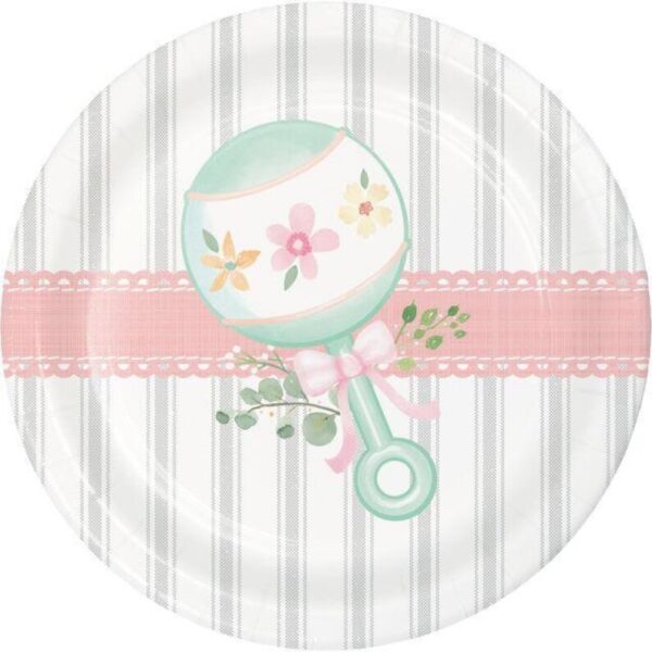 Farmhouse Floral 7" Dessert Plate - 8 Piece Count (Party Supplies) (Baby Shower)