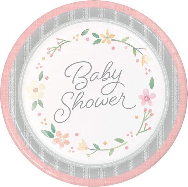 Farmhouse Floral 9" Luncheon Plates - 8 Piece Count (Party Supplies) (Baby Shower)