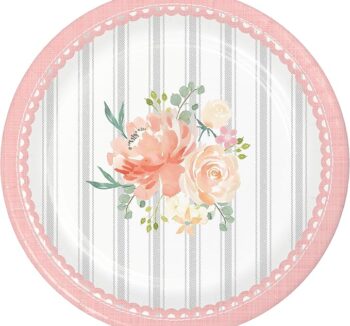 Farmhouse Floral 7" Dessert Plate - 8 Piece Count (Party Supplies) (Baby Shower)