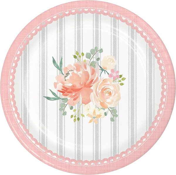 Farmhouse Floral 7" Dessert Plate - 8 Piece Count (Party Supplies) (Baby Shower)