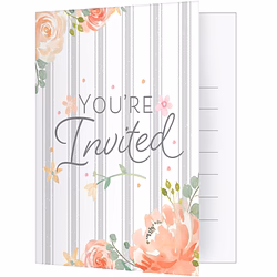 Farmhouse Floral Party Invitations - 8 Piece Count (Party Supplies) (Baby Shower)