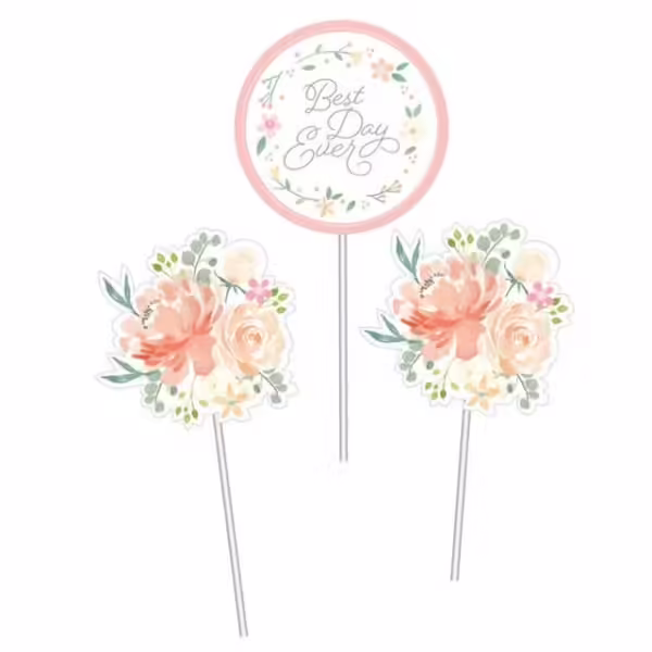 Farmhouse Floral Centerpiece Sticks - 3 Piece Count (Party Supplies) (Baby Shower)