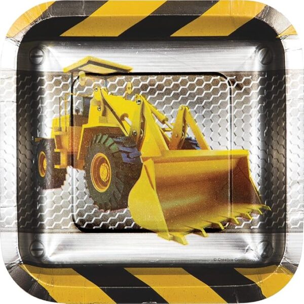 Construction 7" Birthday Zone Foil Square Plate - 8 Count (Party Supplies) {Creative Converting}