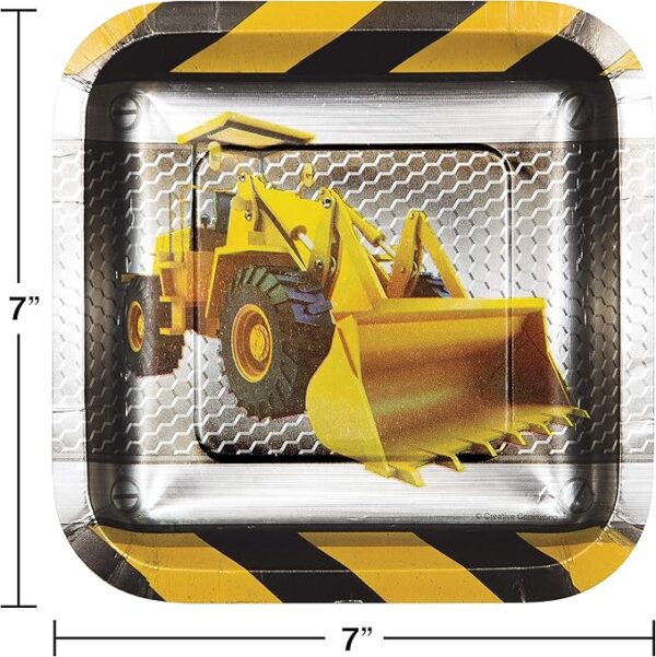 Construction 7" Birthday Zone Foil Square Plate - 8 Count (Party Supplies) {Creative Converting} - Image 3