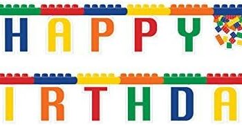 Block Party 'Happy Birthday' Banner 7' 4" - 1 Count (Party Supplies) {Creative Converting}