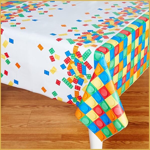 Block Party 54" x 102" Plastic Table Cover - 1 Count (Party Supplies) {Creative Converting} - Image 3