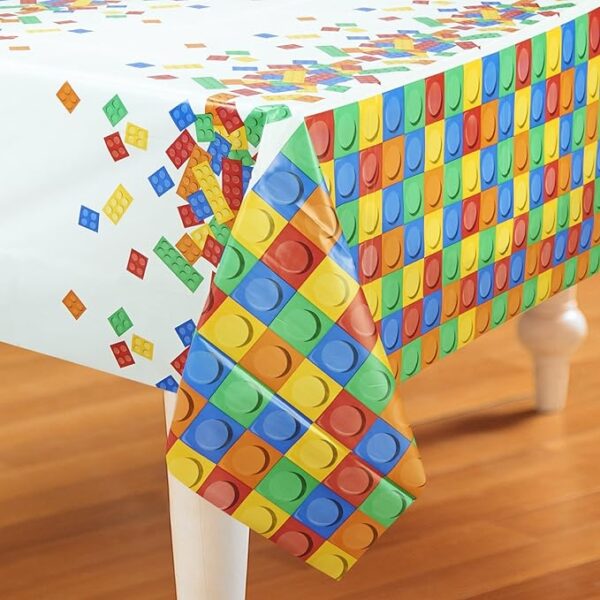 Block Party 54" x 102" Plastic Table Cover - 1 Count (Party Supplies) {Creative Converting} - Image 5