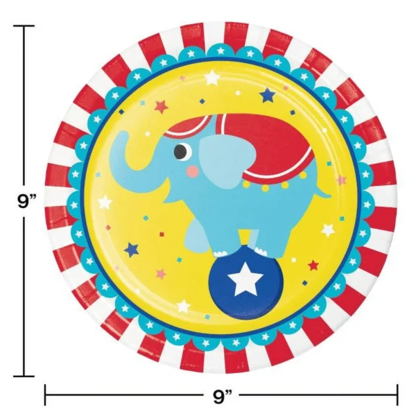 Circus Party 9" Dinner Luncheon Plate - 8 Piece Count (Party Supplies) - Image 3