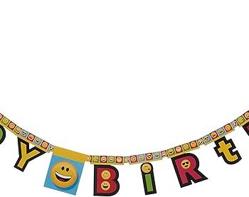 'Show Your Emojions' Jointed Happy Birthday Banner - 1 Count (Party Supplies) {Creative Converting}