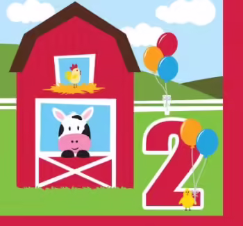 Farmhouse Fun 2nd Birthday Luncheon Napkin - 16 Piece Count (Party Supplies)