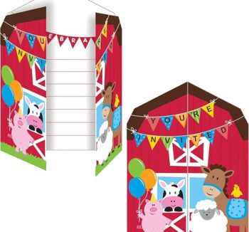 Farmhouse Fun Party Invitations - 8 Piece Count (Party Supplies)