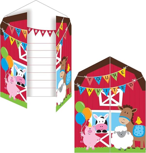 Farmhouse Fun Party Invitations - 8 Piece Count (Party Supplies)